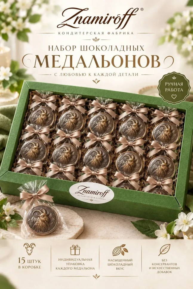  Фигурный шоколад набор Медальоны Козлики(15шт по 40г) в Омске